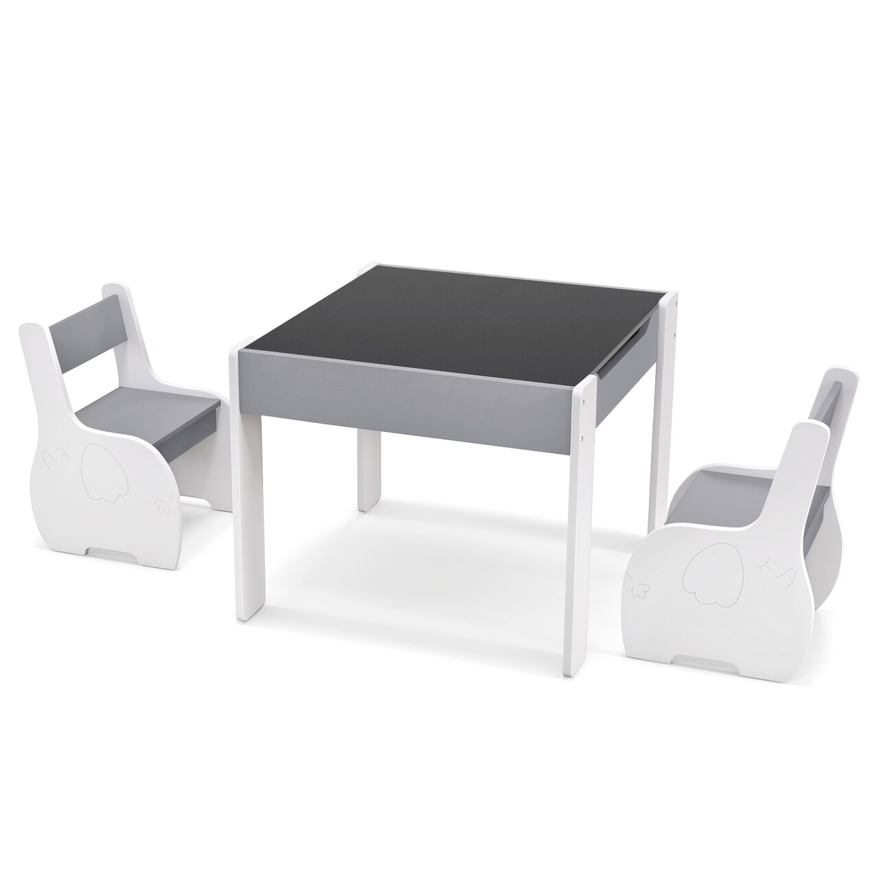 4-in-1 Kids Desk Table and Chairs Set with Storage Drawing Board Perfect for 3-6 Years Old Child